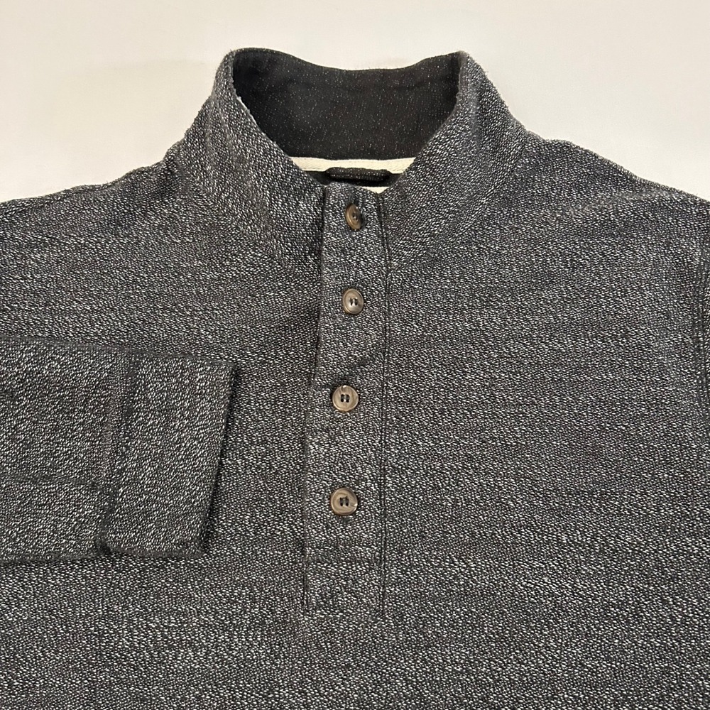 Marine Layer Mens L Charcoal Gray Speckled Henley Pullover 1/4 Button Sweatshirt - Picture 6 of 8